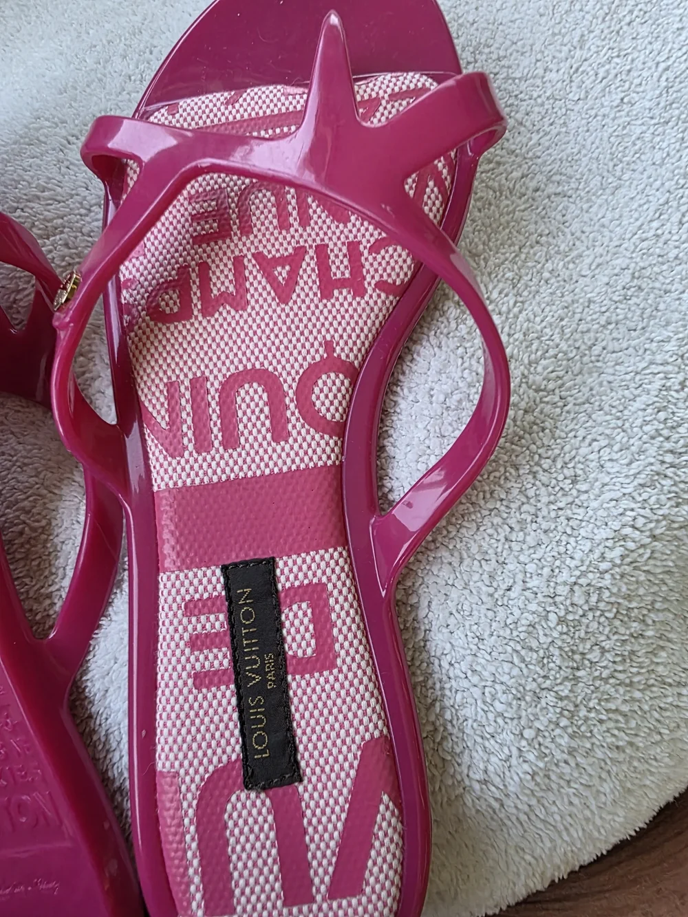 Louis Vuitton Women's Pink Jelly Sandals Size 36